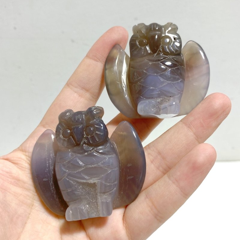 18 Pieces Geode Druzy Agate Owl Carving -Wholesale Crystals