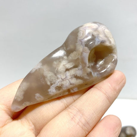 18 Pieces Sakura Flower Agate Crow Skull Carving - Wholesale Crystals