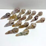 18 Pieces Sakura Flower Agate Crow Skull Carving - Wholesale Crystals