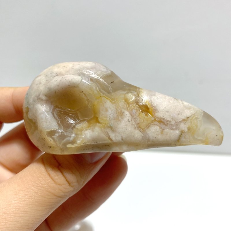 18 Pieces Sakura Flower Agate Crow Skull Carving - Wholesale Crystals