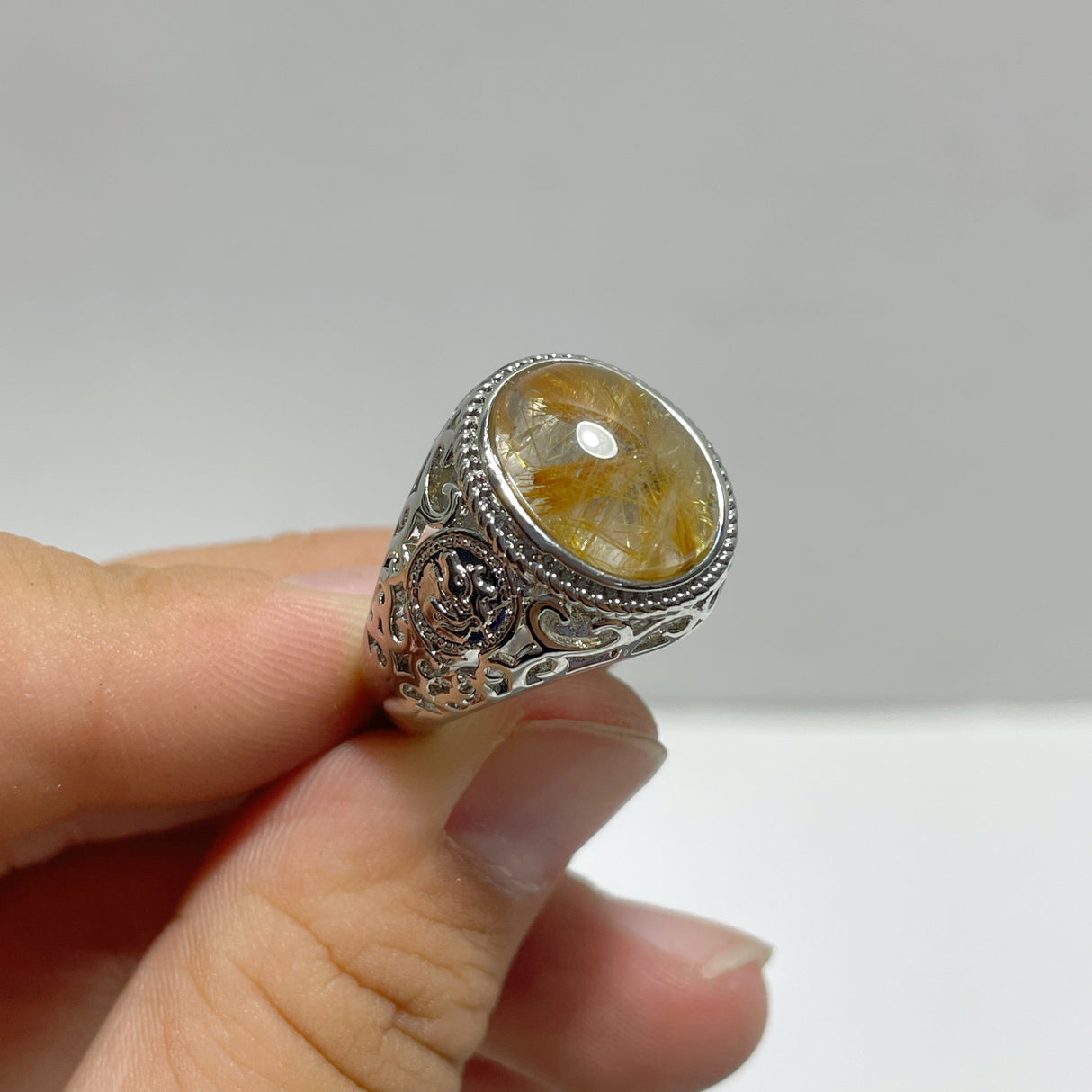 17 Pieces Golden Rutile Quartz Different Styles Ring