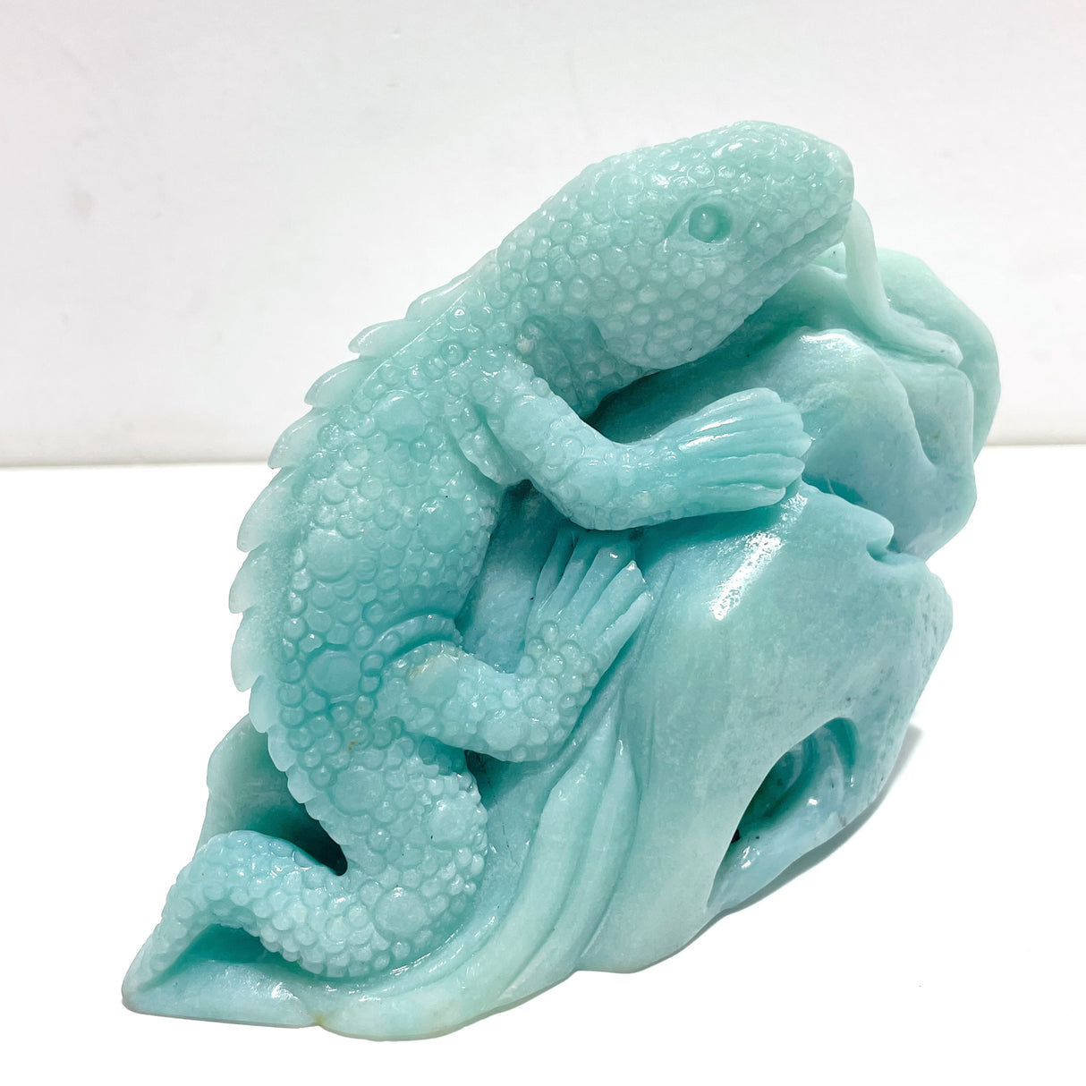 Unique Caribbean Calcite Lizard Carving