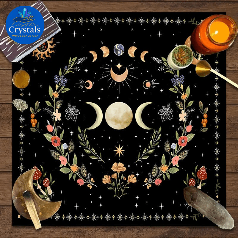 2 Moon Phase Starry Sky Tarot Tablecloth - Wholesale Crystals