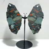 2 Pairs Africa Blood Stone Butterfly Wing Carving With Stand - Wholesale Crystals
