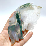 2 Pairs Butterfly Wing Carving With Stand Moss Agate Sakura Flower Agate - Wholesale Crystals