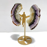 2 Pairs Fluorite Mixed Pyrite Angel Wing Carving With Stand - Wholesale Crystals