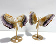 2 Pairs Fluorite Mixed Pyrite Butterfly Wing With Stand 2 - Wholesale Crystals