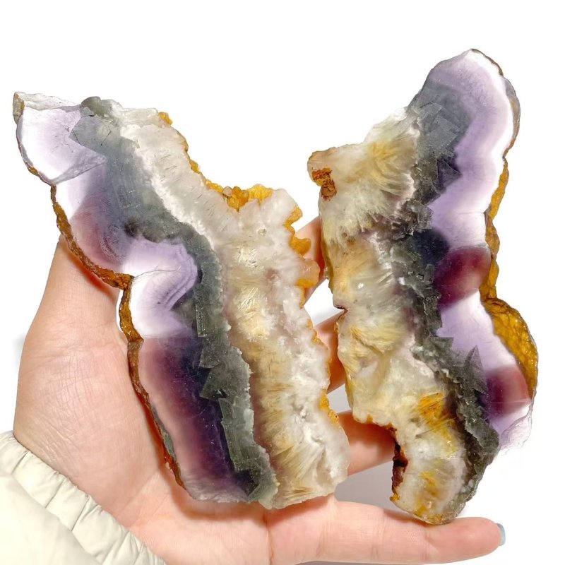 2 Pairs Fluorite Mixed Pyrite Butterfly Wing With Stand 3 - Wholesale Crystals