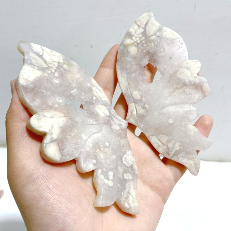 2 Pairs Geode Sakura Flower Agate Butterfly Wing With Stand -Wholesale Crystals