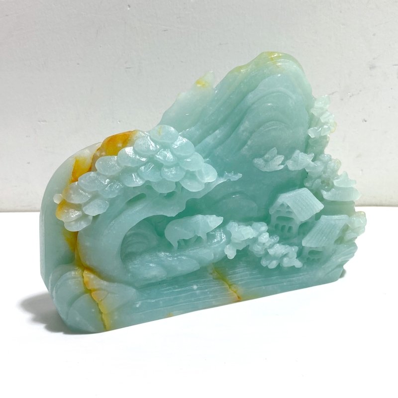 2 Pieces Beautiful Caribbean Calcite Landscape Pavilion Carving 10 - Wholesale Crystals