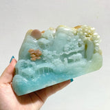 2 Pieces Beautiful Caribbean Calcite Landscape Pavilion Carving 10 - Wholesale Crystals