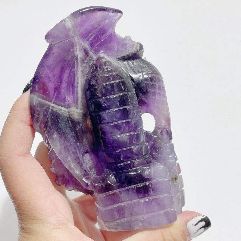 2 Pieces Chevron Amethyst Dragon Castle Carving - Wholesale Crystals