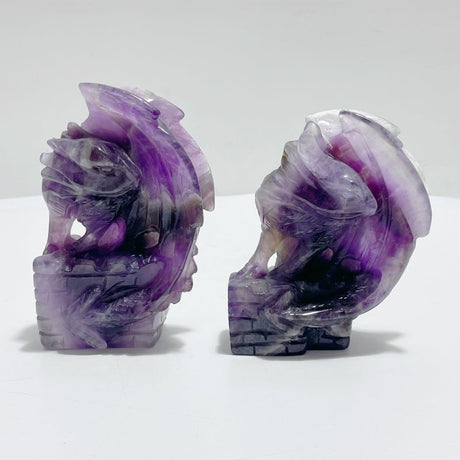 2 Pieces Chevron Amethyst Dragon Castle Carving - Wholesale Crystals