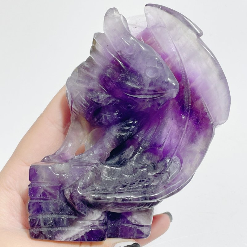 2 Pieces Chevron Amethyst Dragon Castle Carving - Wholesale Crystals