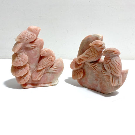 2 Pieces Cute Pink Opal Bird Carving - Wholesale Crystals