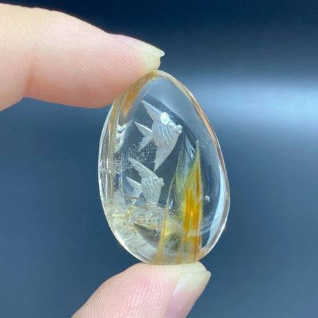 2 Pieces Fish Garden Quartz Inner Scene Carving -Wholesale Crystals