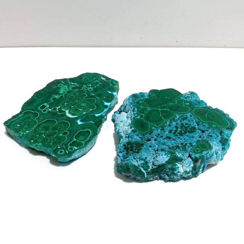 2 Pieces High Quality Beautiful Chrysocolla Mixed Malachite Slab Specimen 3 - Wholesale Crystals