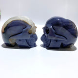 2 Pieces Large Geode Druzy Agate Skull Carving - Wholesale Crystals