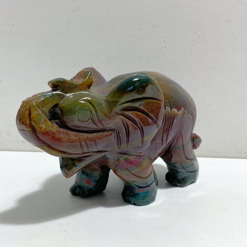 2 Pieces Large Ocean Jasper Elephant Carving -Wholesale Crystals