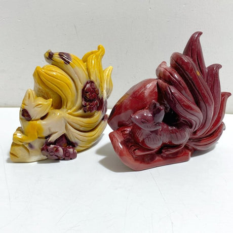 2 Pieces Mookaite Nine-tailed Fox Carving 2 -Wholesale Crystals
