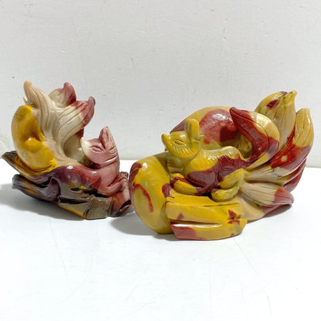 2 Pieces Mookaite Nine-tailed Fox Carving 3 -Wholesale Crystals