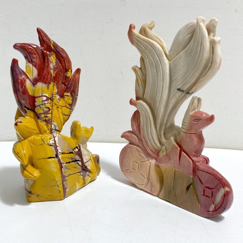 2 Pieces Mookaite Nine-tailed Fox Carving 6 -Wholesale Crystals