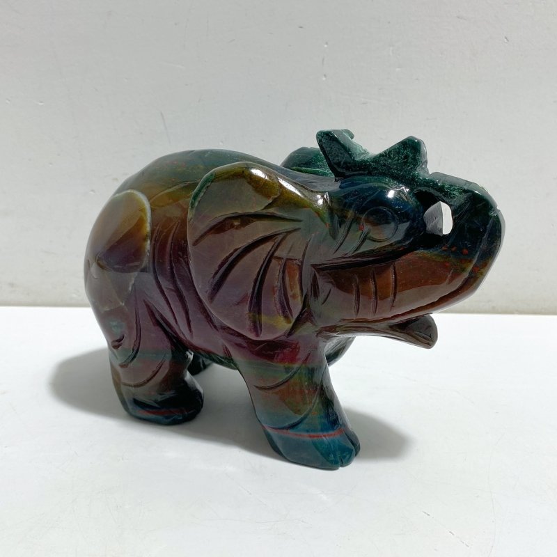 2 Pieces Ocean Jasper Elephants Carving -Wholesale Crystals