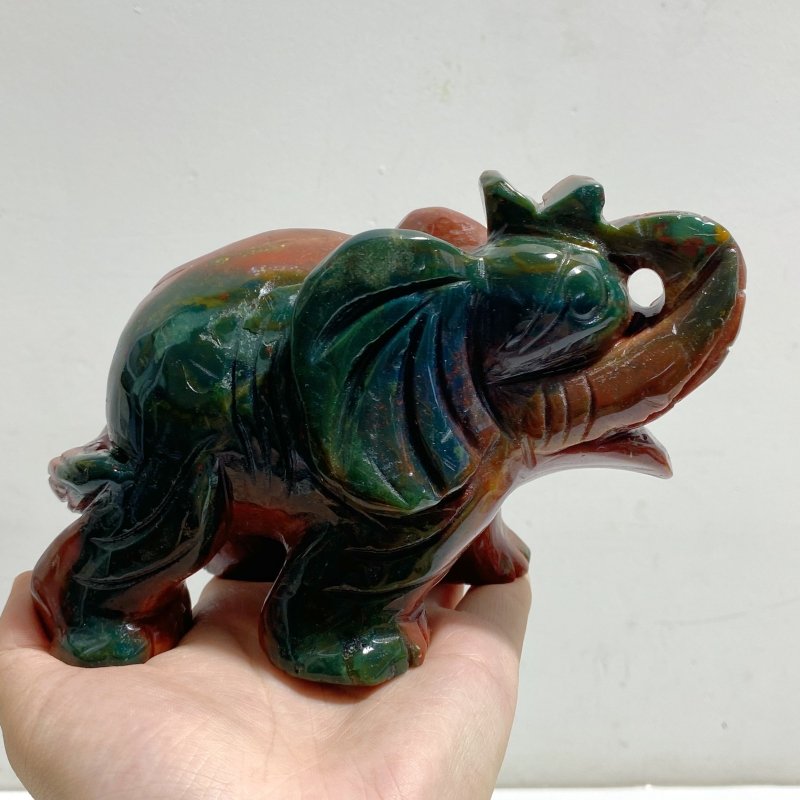 2 Pieces Ocean Jasper Elephants Carving -Wholesale Crystals
