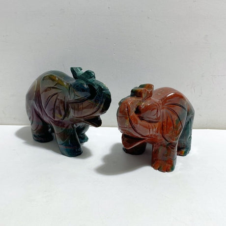 2 Pieces Ocean Jasper Elephants Carving -Wholesale Crystals