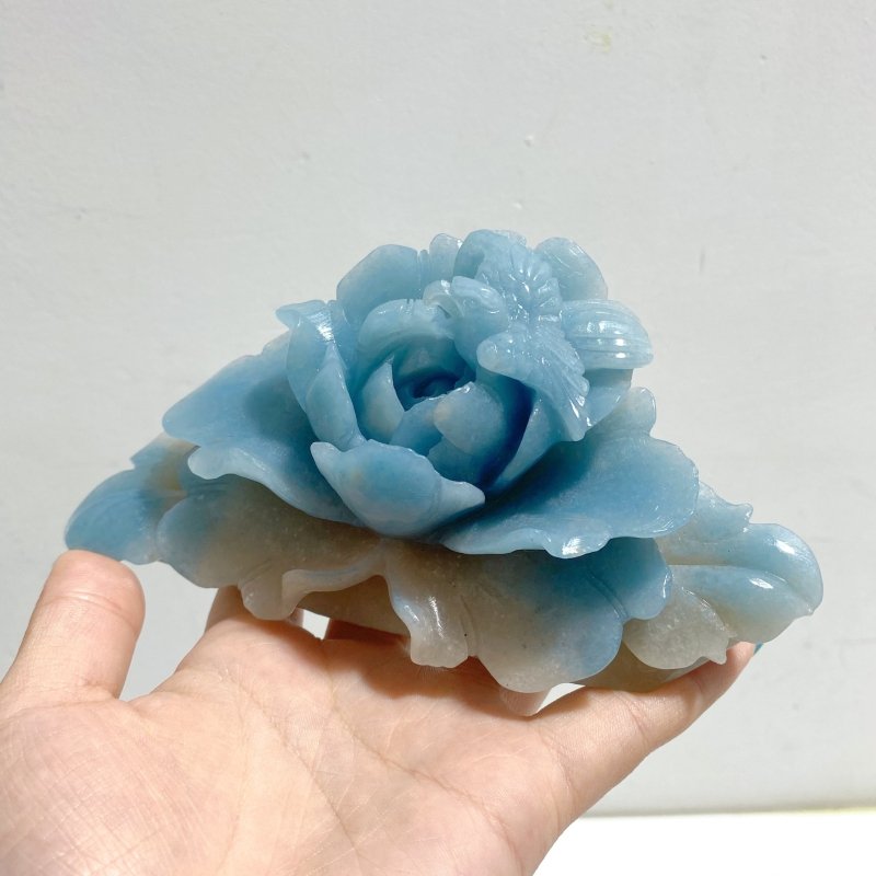 2 Pieces Trolleite Flower & Mandarin Duck Carving - Wholesale Crystals