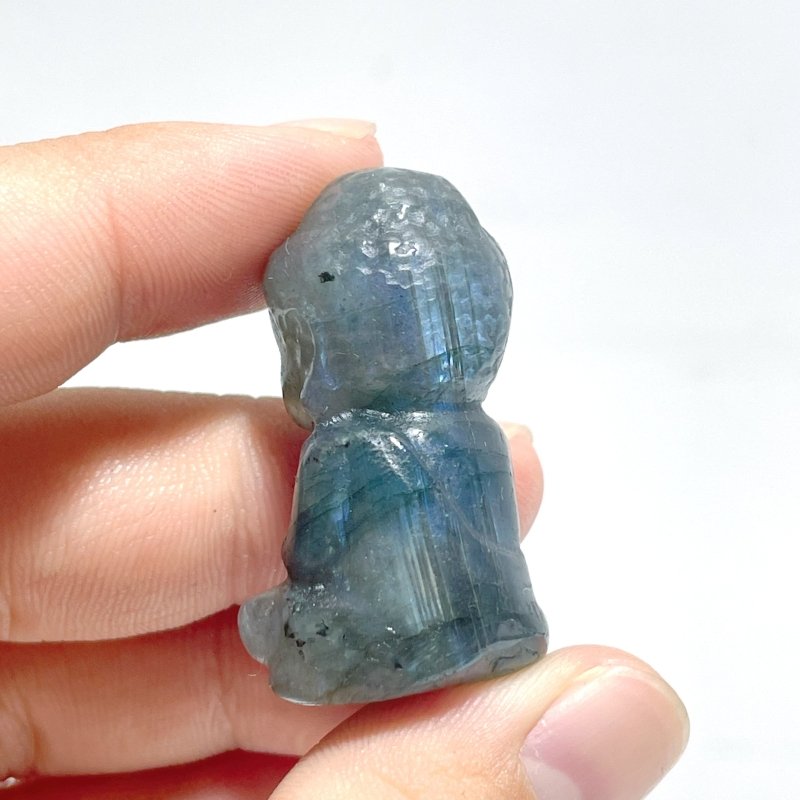 2 Types Small Buddha Carving Wholesale Labradorite Silver Sheen Obsidian - Wholesale Crystals