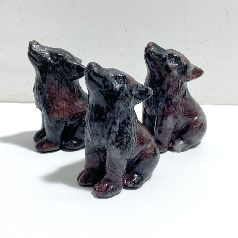 2 Types Wolf Carving Wholesale Green Jade Garnet - Wholesale Crystals