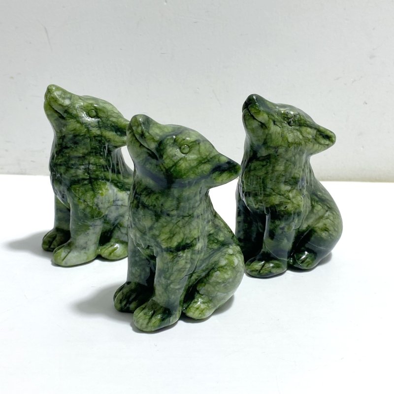 2 Types Wolf Carving Wholesale Green Jade Garnet - Wholesale Crystals