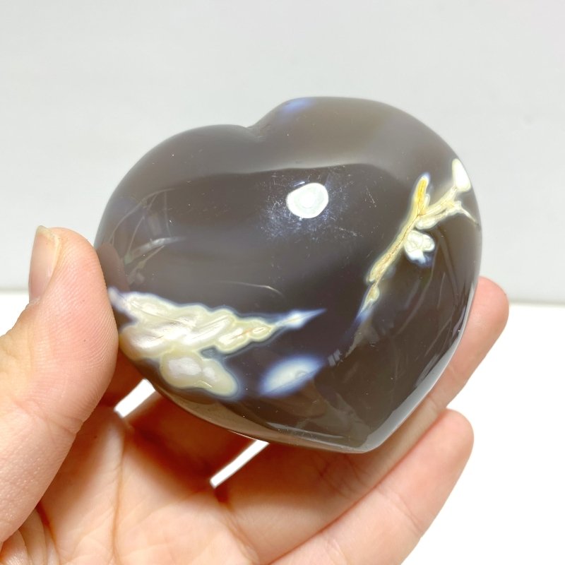 20 Pieces Black Orca Agate Heart 5 - Wholesale Crystals