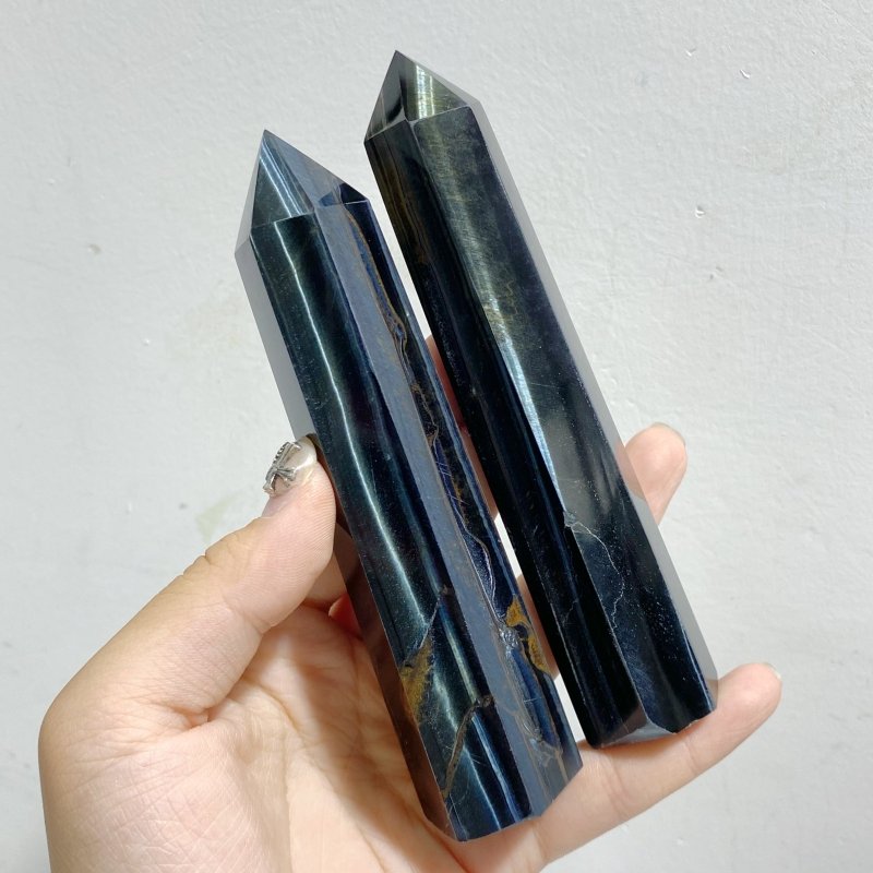 20 Pieces Fat Blue Tiger Eye Tower Points -Wholesale Crystals