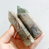 21 Pieces Green Stripe Jasper Point 2 - Wholesale Crystals