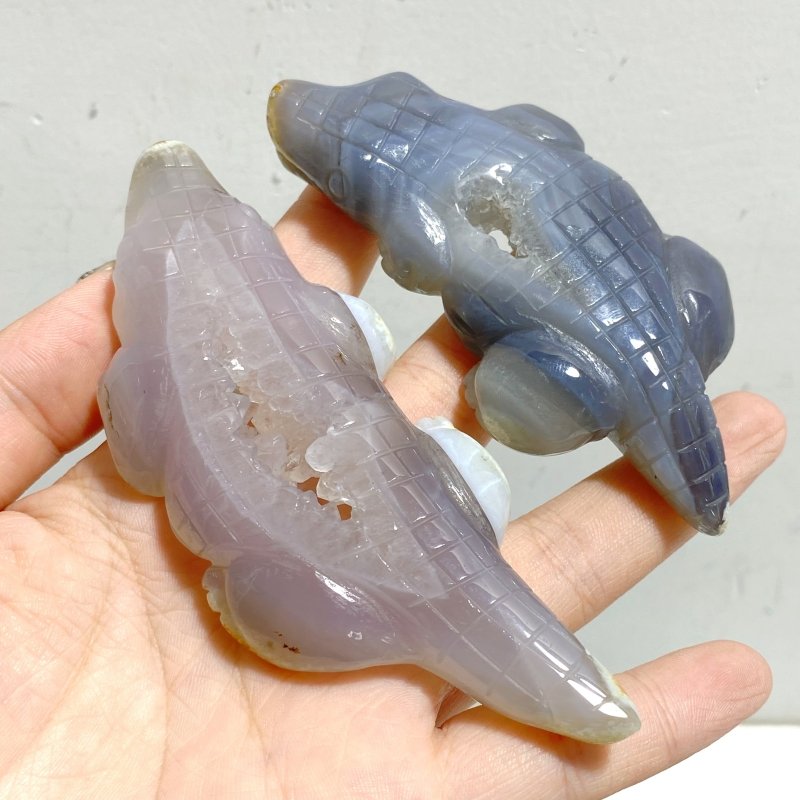 24 Pieces Druzy Geode Agate Crocodile Carving(defective) -Wholesale Crystals
