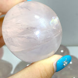 24 Pieces Six Star Line Rose Quartz Eggs With Rainbow - Wholesale Crystals
