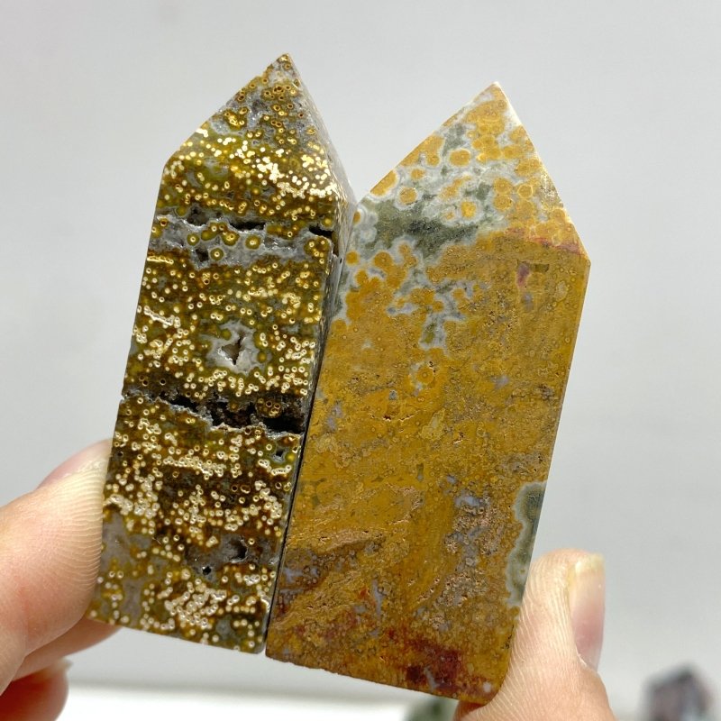 26 Pieces Beautiful Vein Ocean Jasper Four - sided Tower Points - Wholesale Crystals