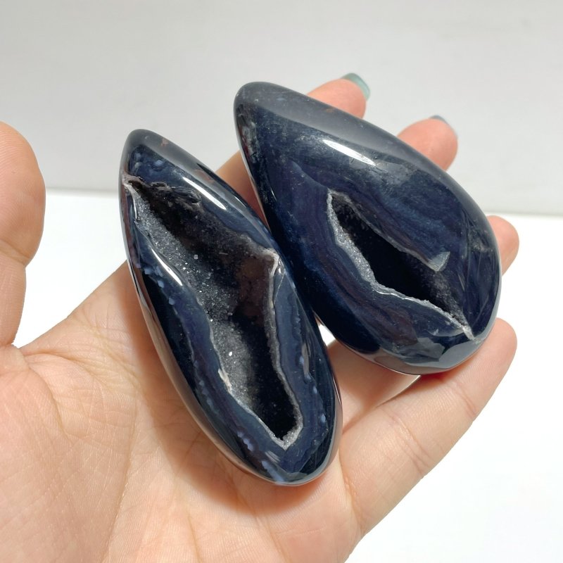 28 Pieces Geode Druzy Black Agate Eggs - Wholesale Crystals