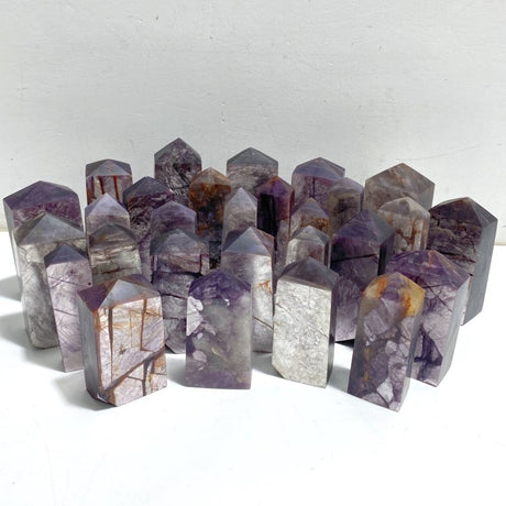 28 Pieces Purple Spark Lepidolite Four-Sided Tower -Wholesale Crystals