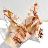 Red Fire Quartz Butterfly Wing Carving With Stand