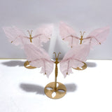 3 Pairs Rose Quartz Butterfly Wing Carving With Stand - Wholesale Crystals