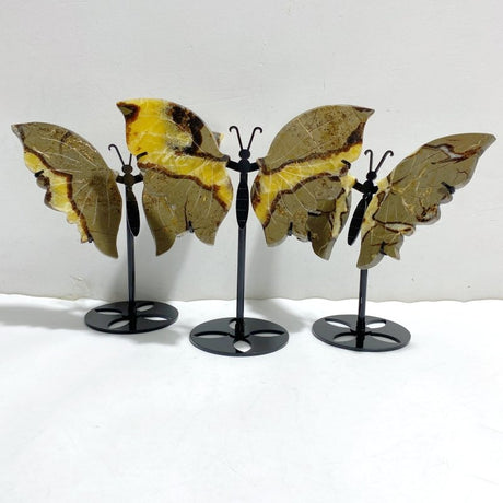 3 Pairs Septarian Butterfly Wing Carving With Stand 4 -Wholesale Crystals