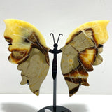 3 Pairs Septarium Butterfly Wing Carving With Stand 1 - Wholesale Crystals