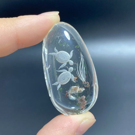 3 Pieces Beautiful Sea Turtle Garden Quartz Inner Scene Carving -Wholesale Crystals