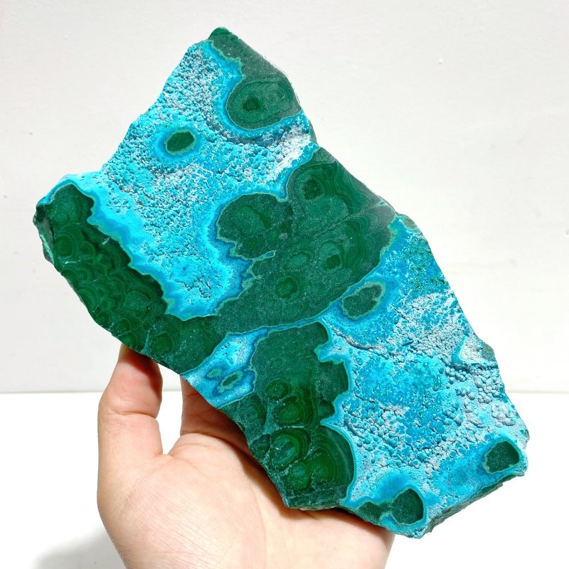 3 Pieces High Quality Beautiful Chrysocolla Mixed Malachite Slab Specimen 2 - Wholesale Crystals