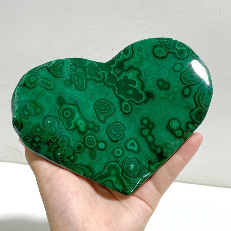 3 Pieces Large Malachite Heart With Stand -Wholesale Crystals