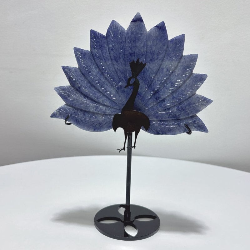 3 Pieces Peacock Crystal Carving With Stand Blue Aventurine Ruby In Kyanite - Wholesale Crystals