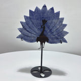 3 Pieces Peacock Crystal Carving With Stand Blue Aventurine Ruby In Kyanite - Wholesale Crystals
